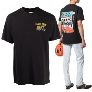 [하이엔드몰] GALLERY DEPT. 갤러리디파트먼트 남성 카프린팅 반팔 티셔츠 블랙 GDDTT1000